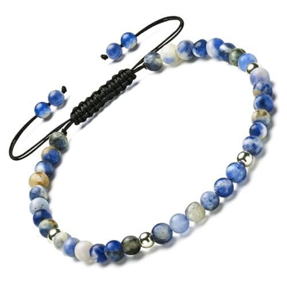 9307 Natural Gemstones Bracelet&925 Sterling Silver/18K Gold│4MM│ 7-9 in